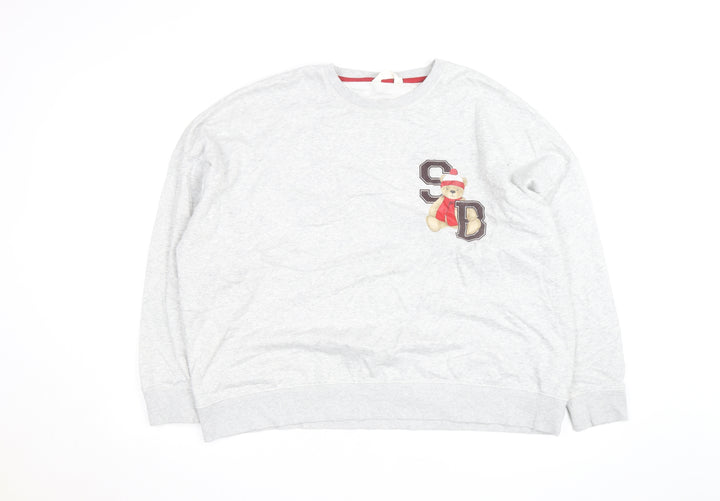 Marks and Spencer Women Grey Crew Neck Pullover Sweatshirt Size 18 Teddy Bear Design