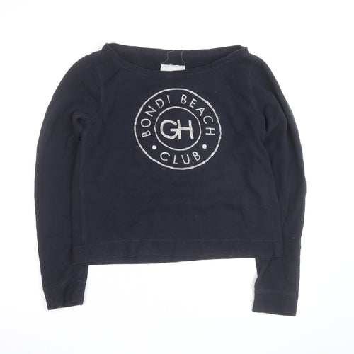 Gilly Hicks Womens Navy Blue Long Sleeve Pullover Sweatshirt L Bondi Beach Club