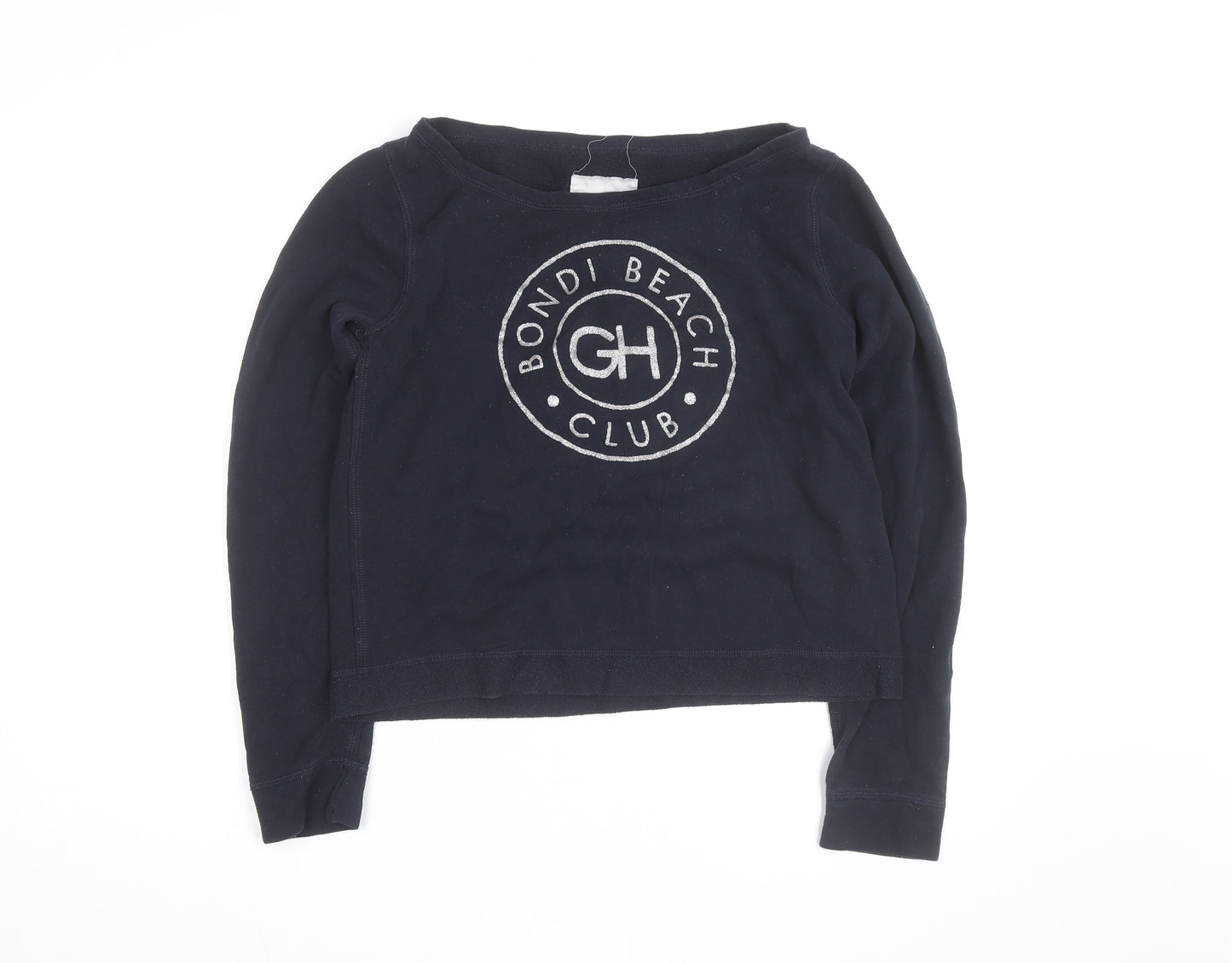 Gilly Hicks Womens Navy Blue Long Sleeve Pullover Sweatshirt L Bondi Beach Club