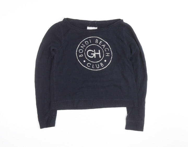 Gilly Hicks Womens Navy Blue Long Sleeve Pullover Sweatshirt L Bondi Beach Club