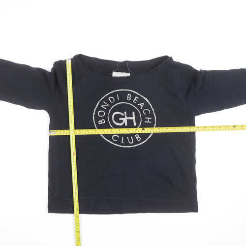 Gilly Hicks Womens Navy Blue Long Sleeve Pullover Sweatshirt L Bondi Beach Club