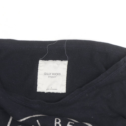 Gilly Hicks Womens Navy Blue Long Sleeve Pullover Sweatshirt L Bondi Beach Club