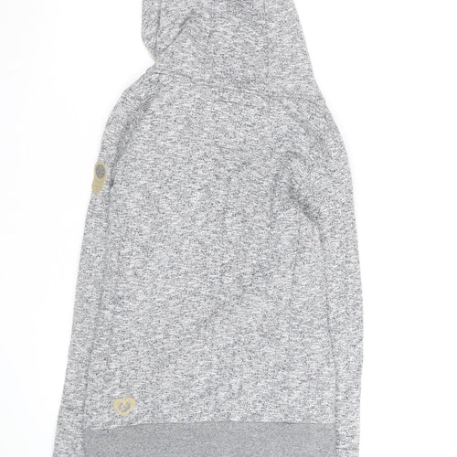 Ragwear Women’s Grey Button Neck Hooded Pullover Sweatshirt S