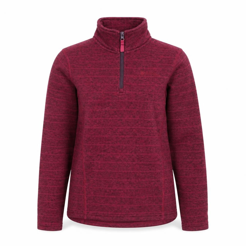Front view of Mountain Warehouse Women Burgundy 1/2 Zip Fleece Pullover UK 14