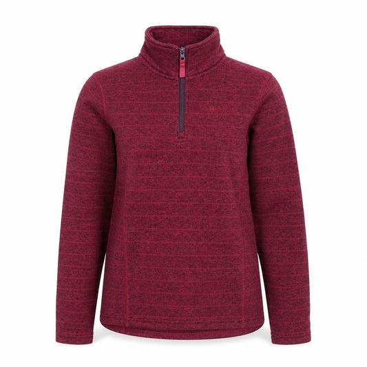Front view of Mountain Warehouse Women Burgundy 1/2 Zip Fleece Pullover UK 14