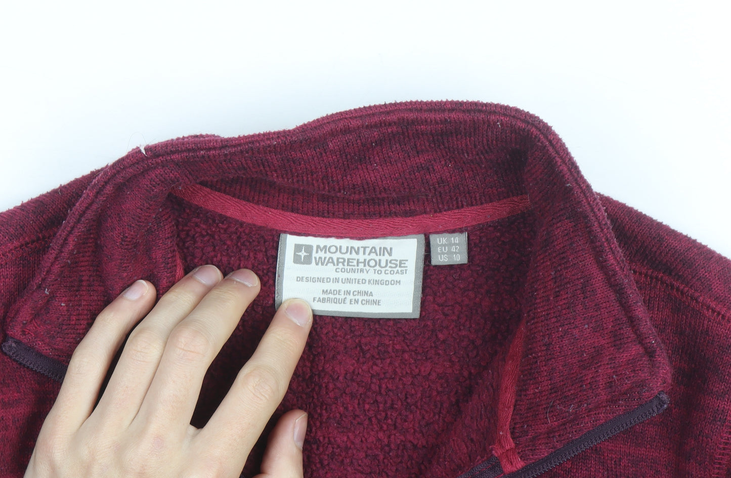 Mountain Warehouse Women Burgundy 1/2 Zip Fleece Pullover UK 14