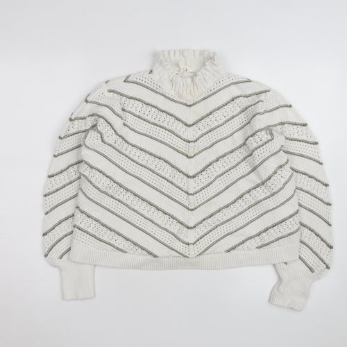 Marks & Spencer Per Una Women White Roll Neck Knit Jumper Size 18