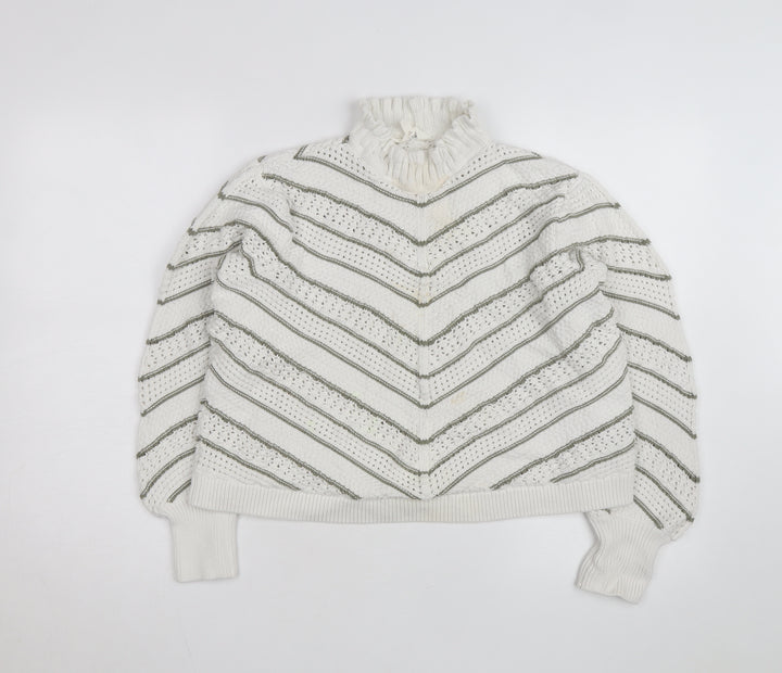 Marks & Spencer Per Una Women White Roll Neck Knit Jumper Size 18