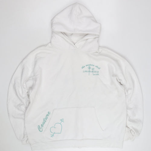 Couture Club Men's White Pullover Hoodie S Graphic Embroidered
