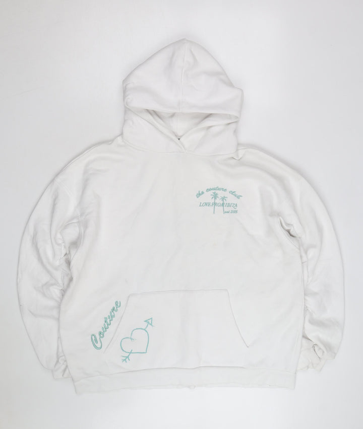 Couture Club Men's White Pullover Hoodie S Graphic Embroidered