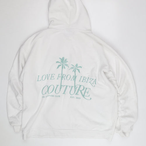 Couture Club Men's White Pullover Hoodie S Graphic Embroidered