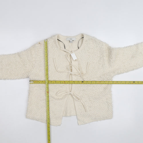 Marks and Spencer Women’s Ivory Tie Front Cardigan Small Wool Blend Knit