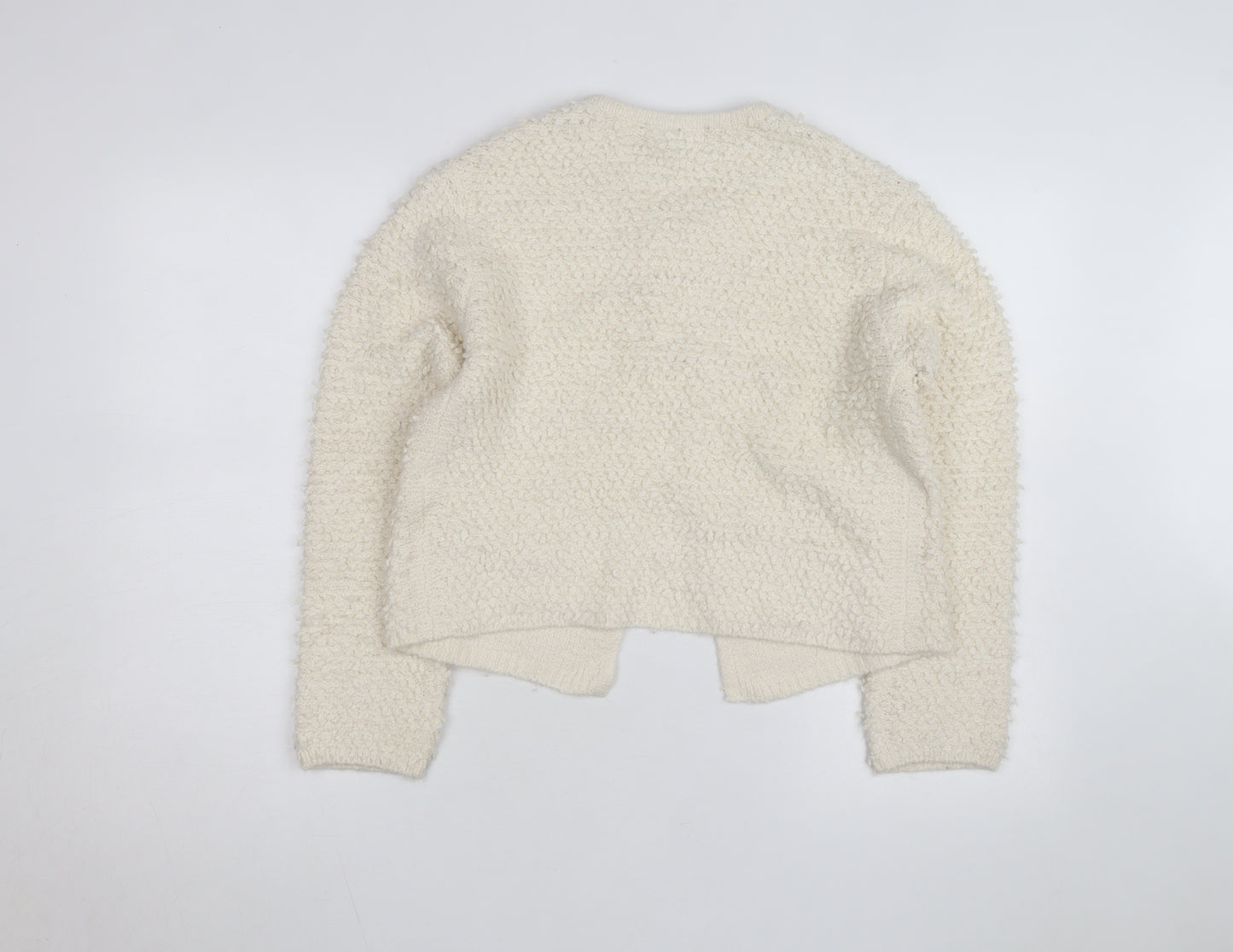 Marks and Spencer Women’s Ivory Tie Front Cardigan Small Wool Blend Knit