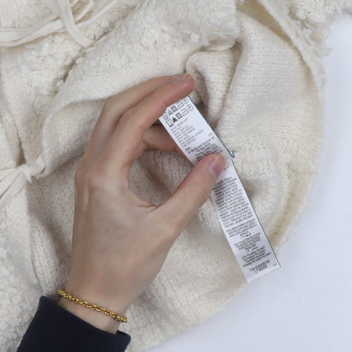Marks and Spencer Women’s Ivory Tie Front Cardigan Small Wool Blend Knit