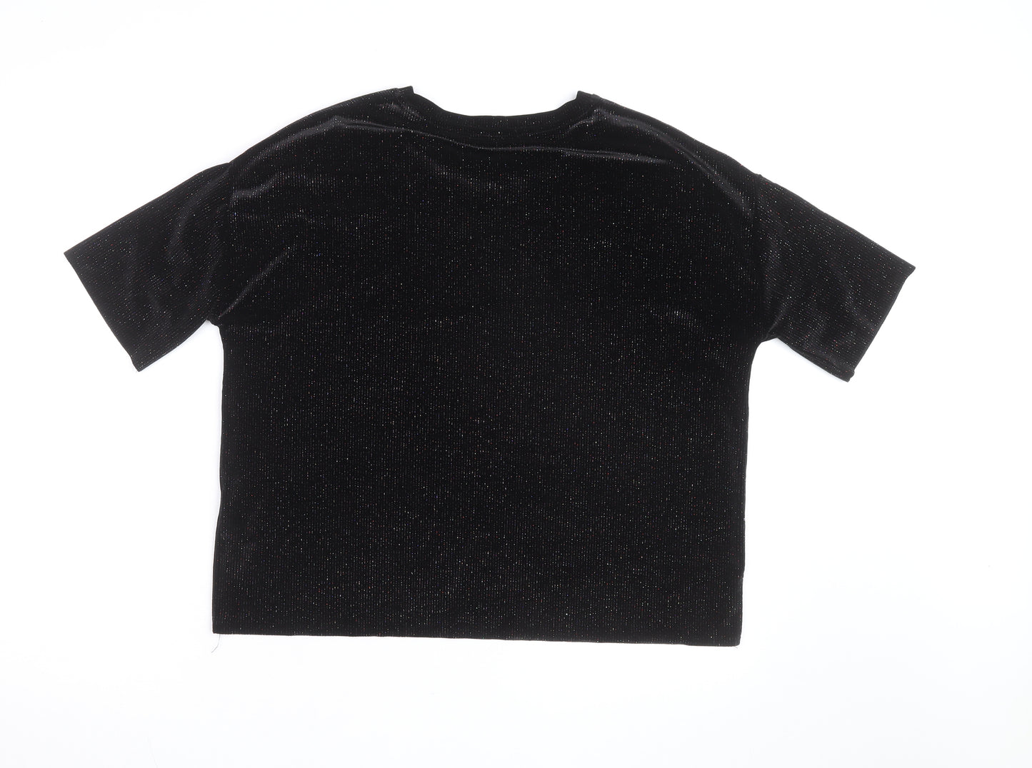Pull&Bear Women's Black Glitter Velvet Pullover Jumper Size 14