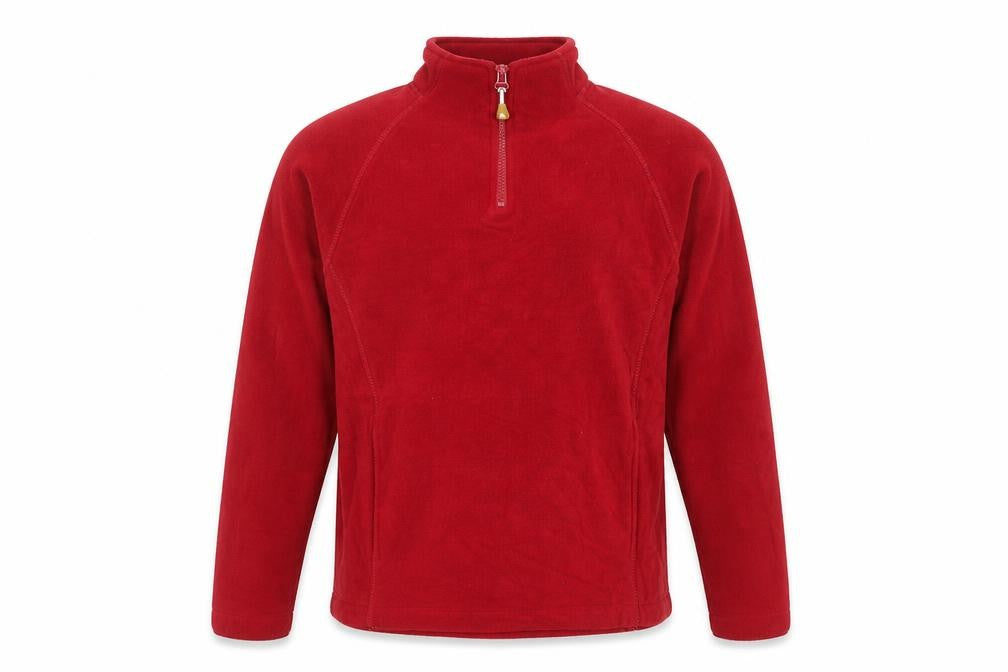 Front view of Colorado Clothing Men's Red Fleece 1/4 Zip Pullover Sweatshirt M