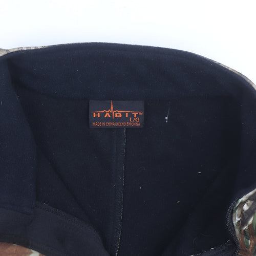 Habit Men's Black Camo Fleece Active Jacket Size L Regular Fit