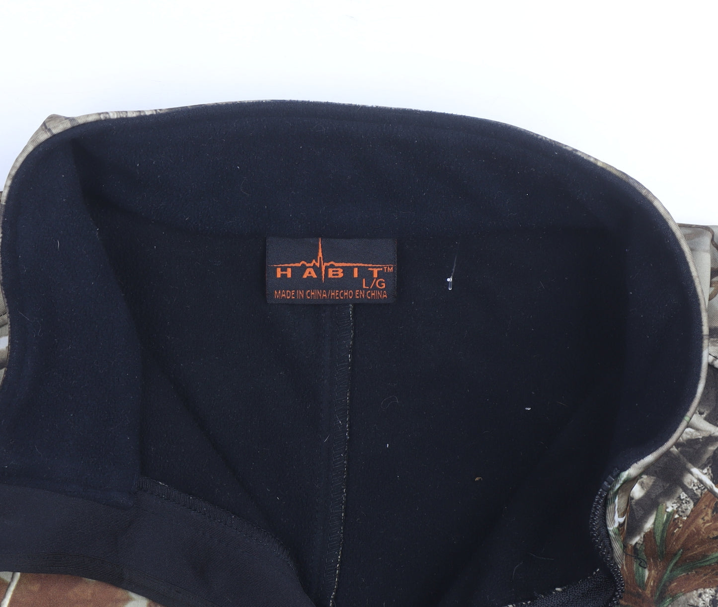 Habit Men's Black Camo Fleece Active Jacket Size L Regular Fit