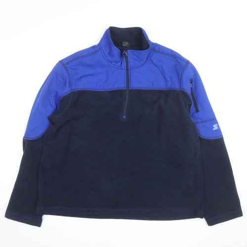 Starter Men's Blue 1/4 Zip Fleece Track Jacket Size L