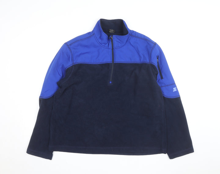 Starter Men's Blue 1/4 Zip Fleece Track Jacket Size L