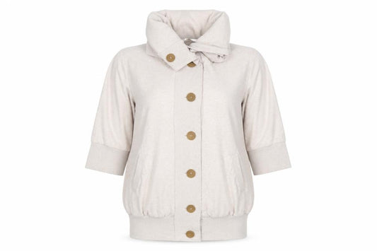 Front view of New Look Women Beige Cotton Blend Cowl Neck Button Cardigan, size 14