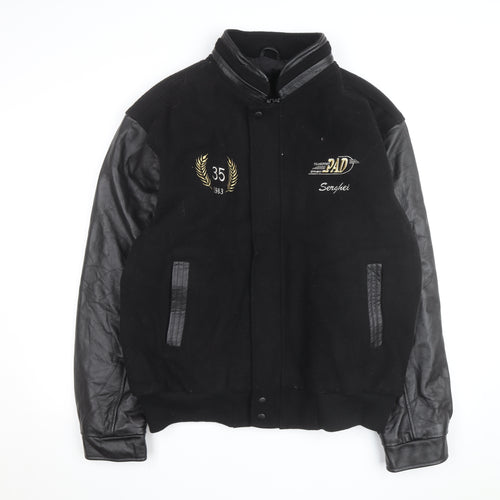 Canada Sportswear Men’s Black Varsity Jacket XL Wool Leather Trim