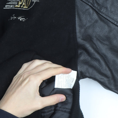 Canada Sportswear Men’s Black Varsity Jacket XL Wool Leather Trim