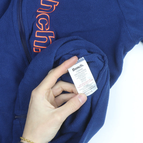 Bench Mens Blue Fleece Full Zip Track Jacket Size 13/14 Polyester