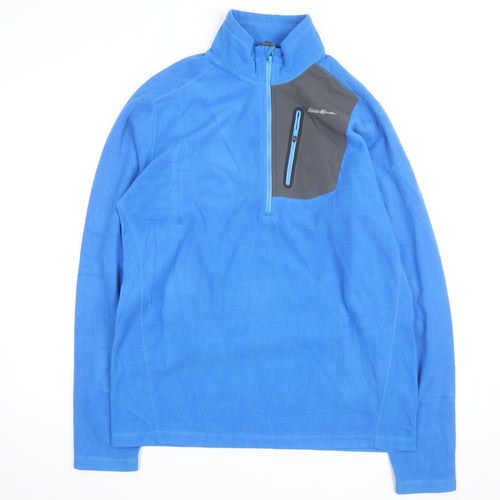 Eddie Bauer Men's Blue XL 1/4 Zip Fleece Sweatshirt Pullover