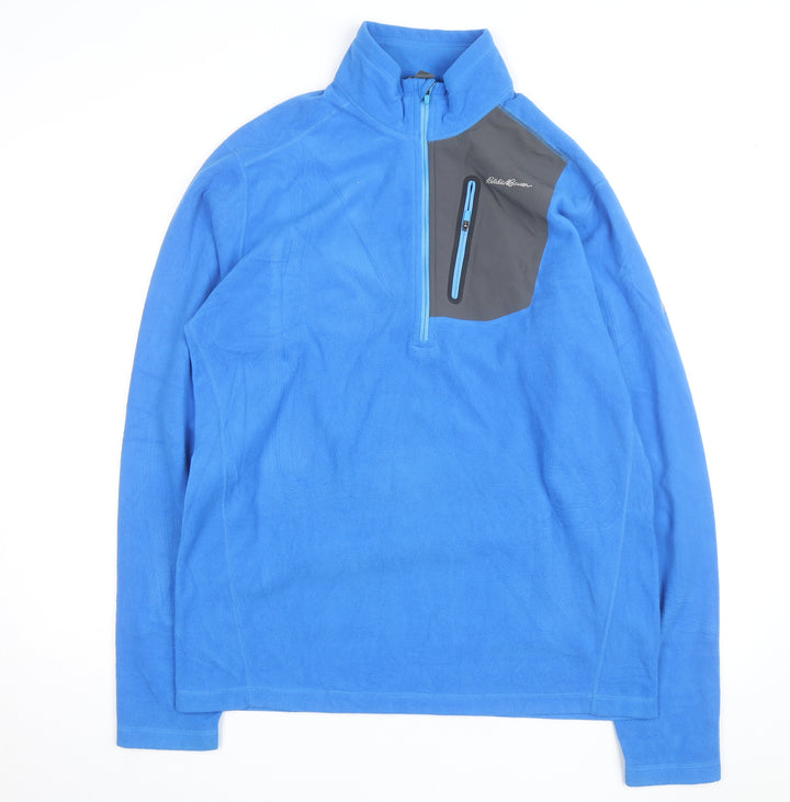 Eddie Bauer Men's Blue XL 1/4 Zip Fleece Sweatshirt Pullover
