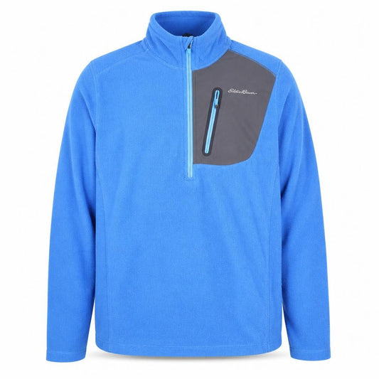 Front view of Eddie Bauer Men's Blue XL 1/4 Zip Fleece Sweatshirt Pullover