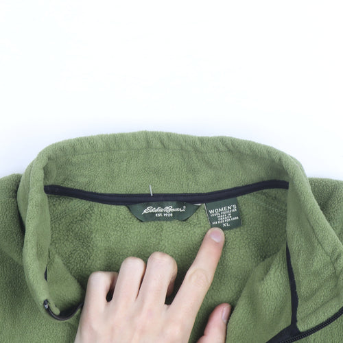 Eddie Bauer Women's Green Fleece Full Zip Hiking Jacket Size XL
