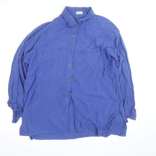 Grattan Women Blue Viscose Long Sleeve Relaxed Button-Up Shirt Size 14