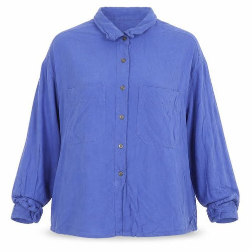 Grattan Women Blue Viscose Long Sleeve Relaxed Button-Up Shirt Size 14