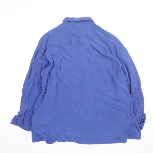 Grattan Women Blue Viscose Long Sleeve Relaxed Button-Up Shirt Size 14