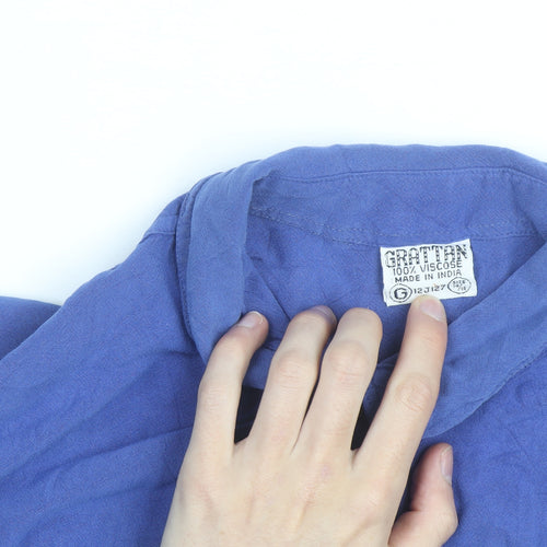Grattan Women Blue Viscose Long Sleeve Relaxed Button-Up Shirt Size 14