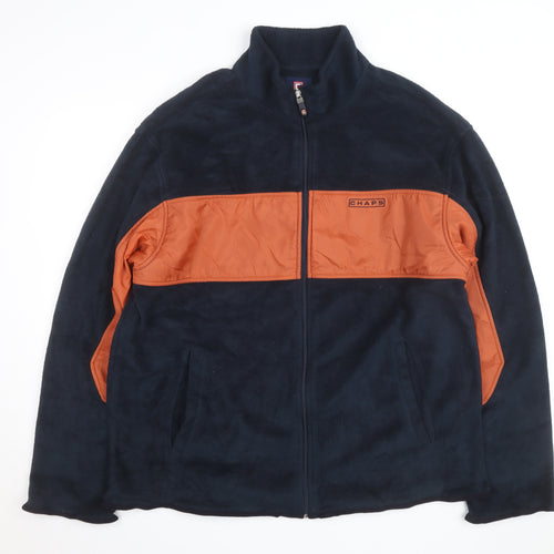 Chaps Men's Navy and Orange Full Zip Fleece Sweatshirt Size L