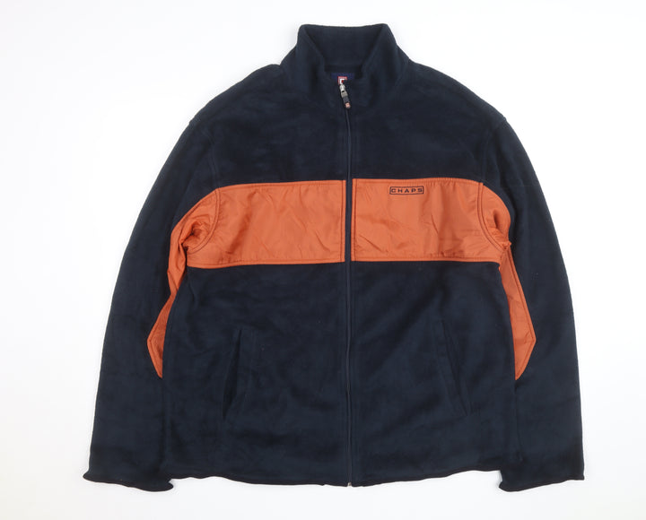 Chaps Men's Navy and Orange Full Zip Fleece Sweatshirt Size L