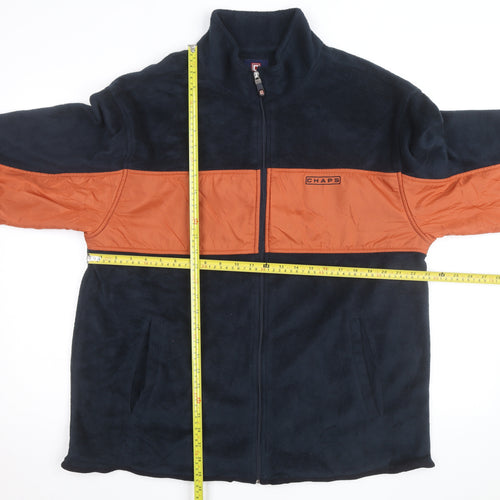 Chaps Men's Navy and Orange Full Zip Fleece Sweatshirt Size L