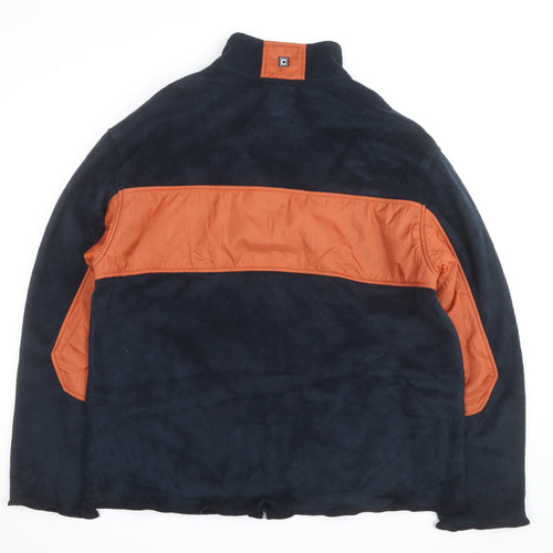 Chaps Men's Navy and Orange Full Zip Fleece Sweatshirt Size L