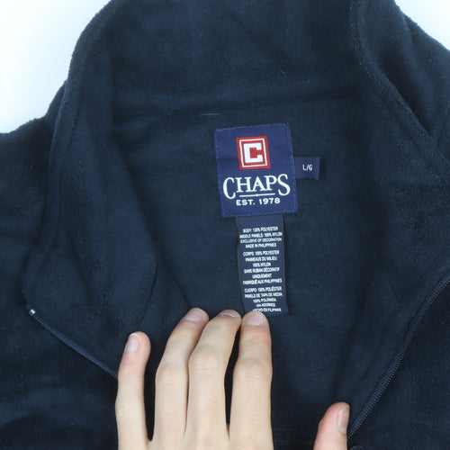 Chaps Men's Navy and Orange Full Zip Fleece Sweatshirt Size L