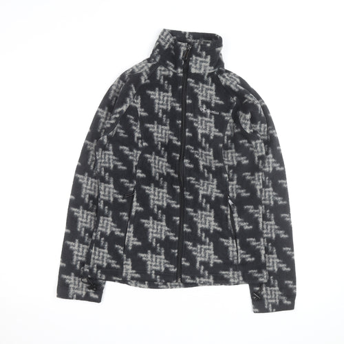 Columbia Boys Black Houndstooth Fleece Zip Jacket M Hiking Outdoor