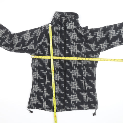 Columbia Boys Black Houndstooth Fleece Zip Jacket M Hiking Outdoor