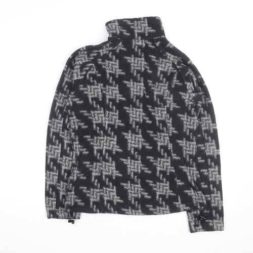Columbia Boys Black Houndstooth Fleece Zip Jacket M Hiking Outdoor