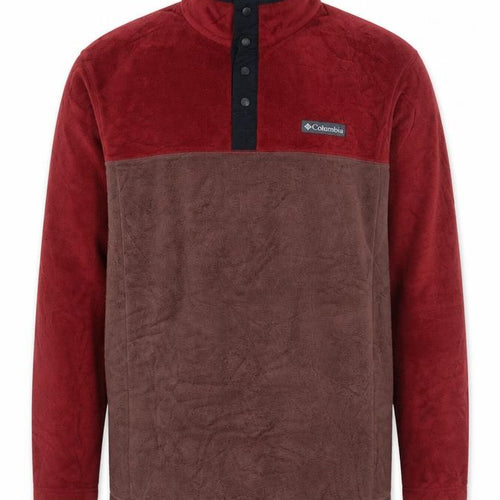 Columbia Men’s Red Brown Fleece Henley Sweatshirt Size L