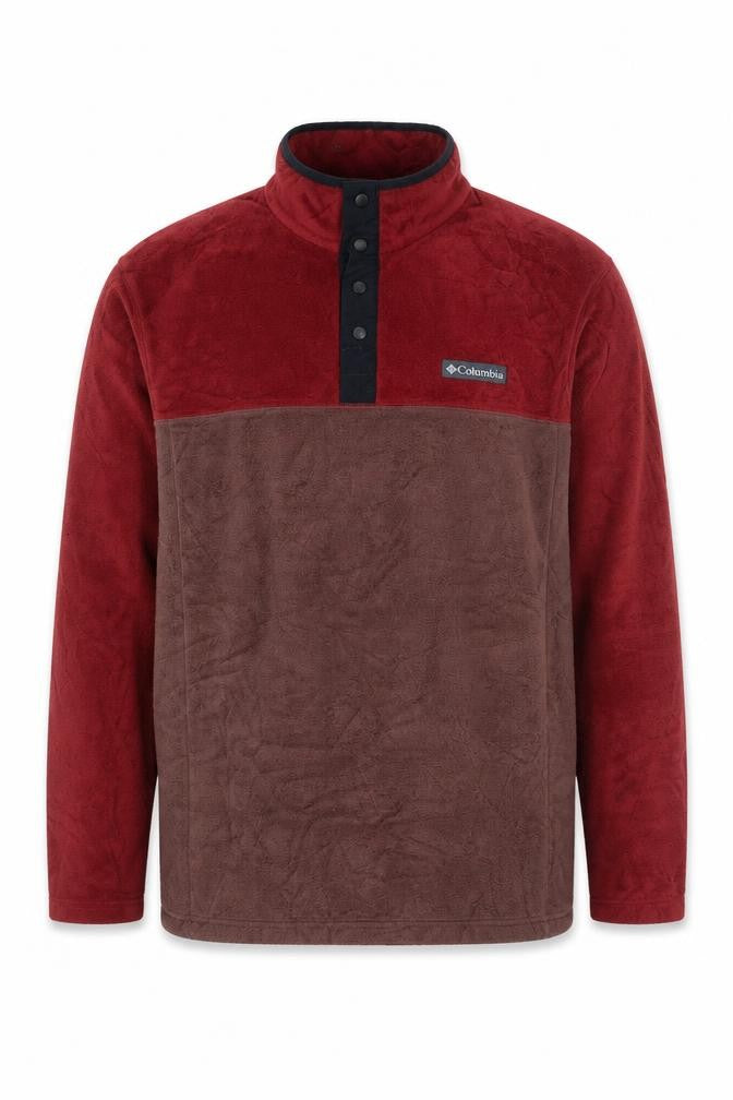 Columbia Men’s Red Brown Fleece Henley Sweatshirt Size L