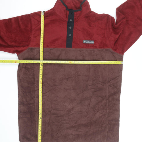 Columbia Men’s Red Brown Fleece Henley Sweatshirt Size L