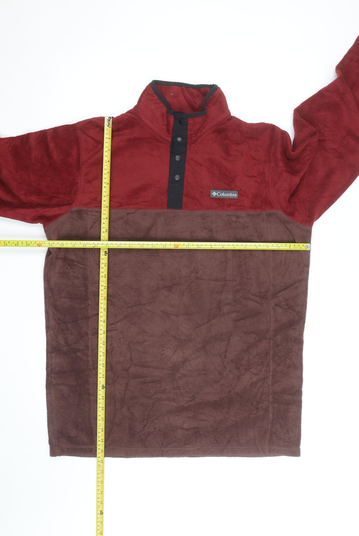 Columbia Men’s Red Brown Fleece Henley Sweatshirt Size L