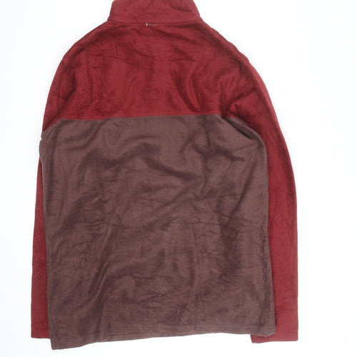 Columbia Men’s Red Brown Fleece Henley Sweatshirt Size L