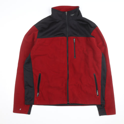 Eddie Bauer Mens Red Black Fleece Full Zip Sweatshirt XL Tall